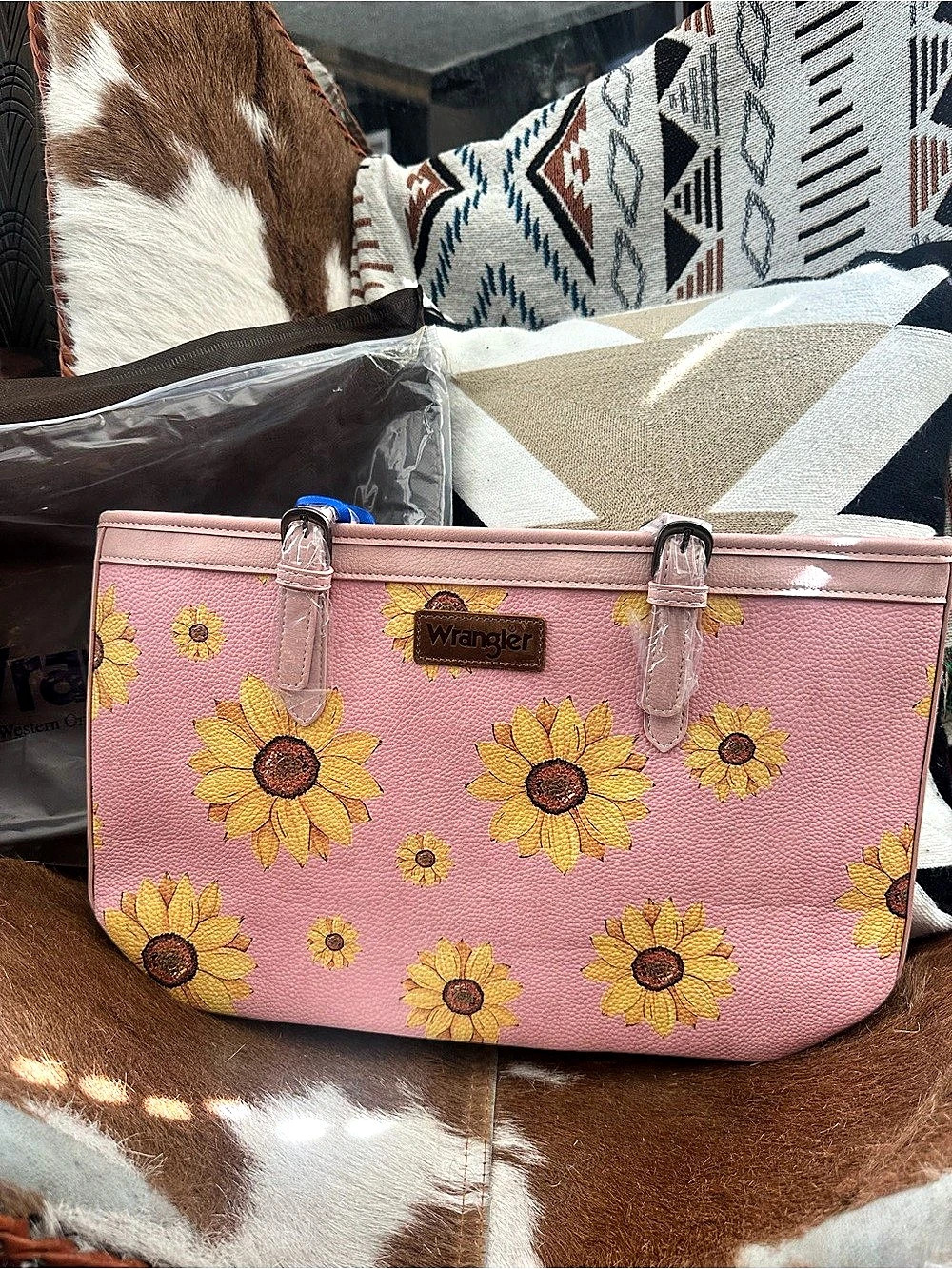 Wrangler Sunflower Print Tote Bag Pink & Yellow NWT